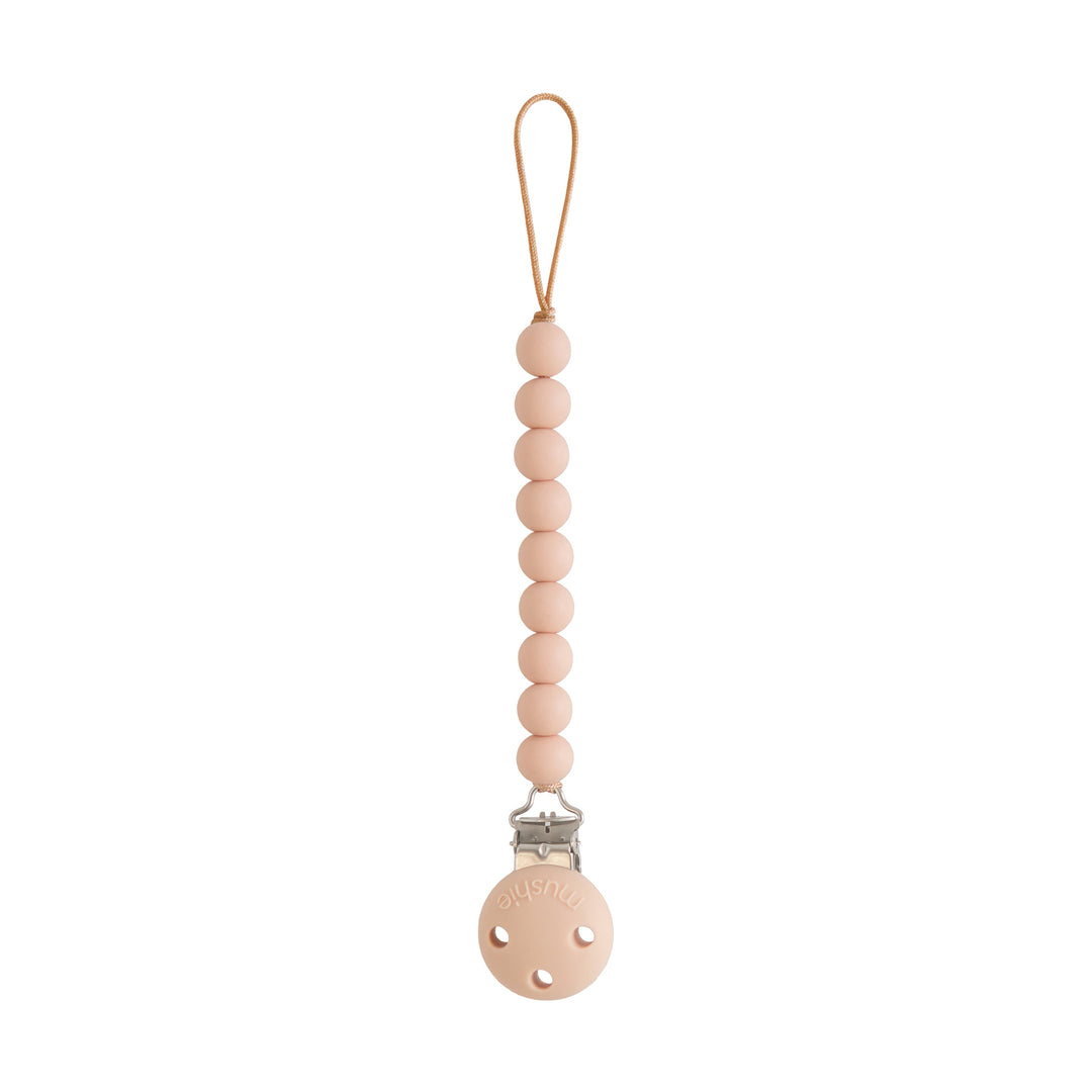 Mushie - Silicone Pacifier Clip - Hera Blush - Mabel & Fox