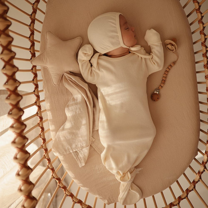 Mushie - Silicone Pacifier Clip - Hera Faux Wood - Mabel & Fox