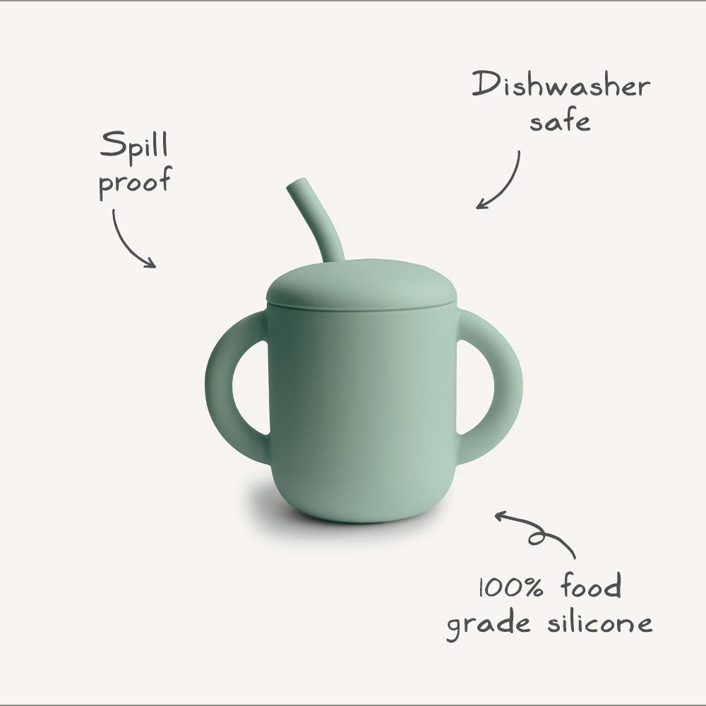 Mushie - Silicone Training Cup + Straw - Lilac Flowers - Mabel & Fox