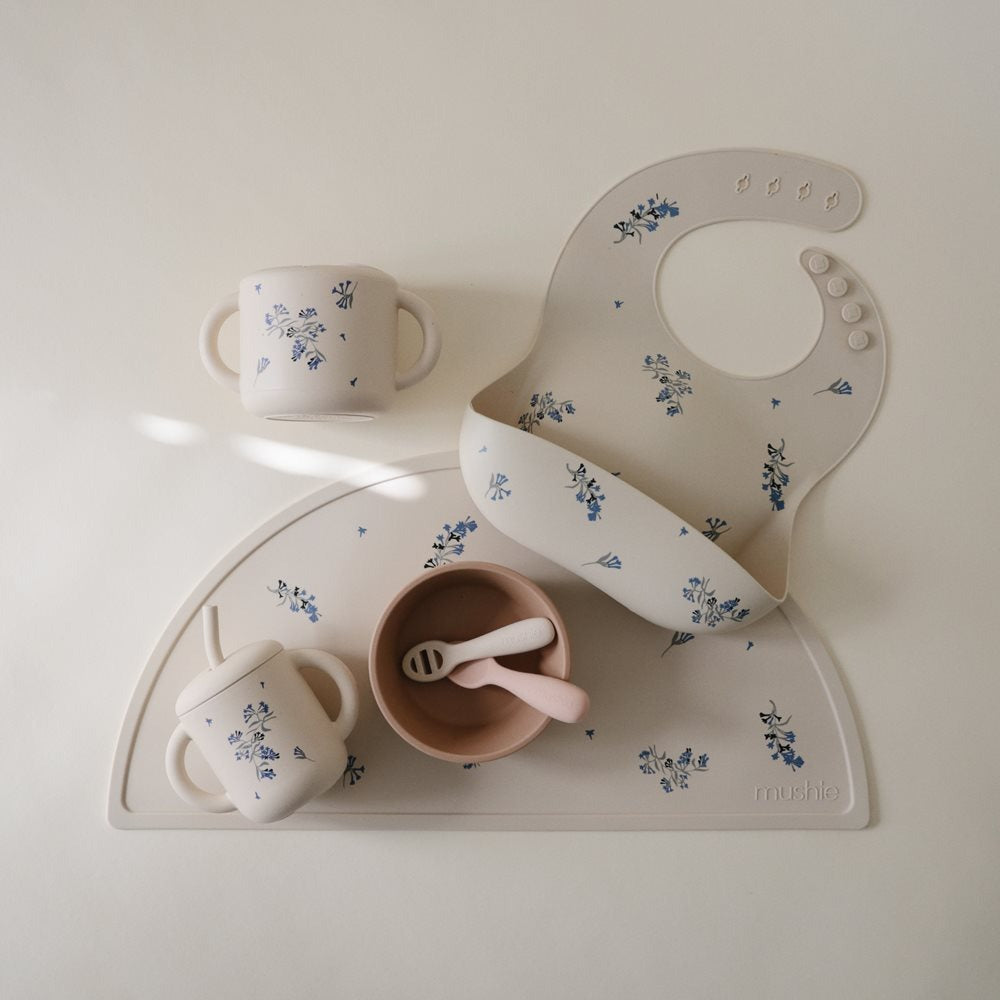 Mushie - Silicone Training Cup + Straw - Lilac Flowers - Mabel & Fox