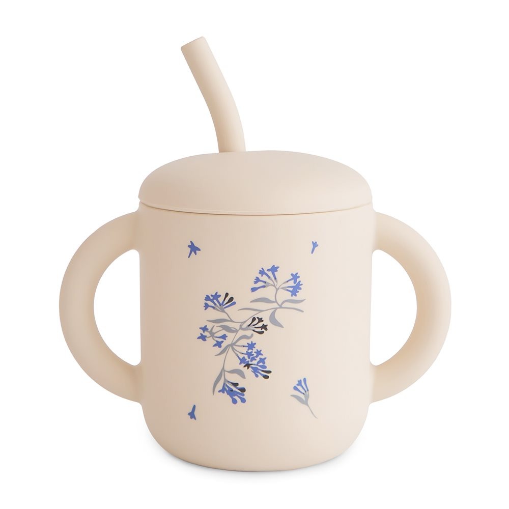Mushie - Silicone Training Cup + Straw - Lilac Flowers - Mabel & Fox