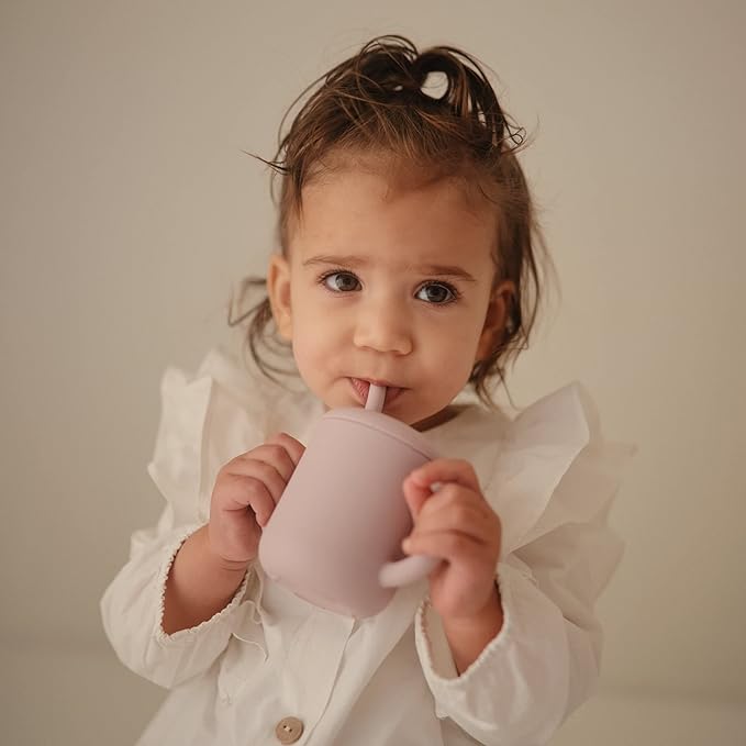 Mushie - Silicone Training Cup + Straw - Soft Lilac - Mabel & Fox