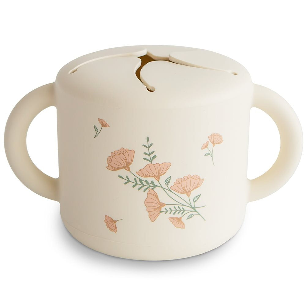 Mushie - Snack Cup - Pink Flowers - Mabel & Fox
