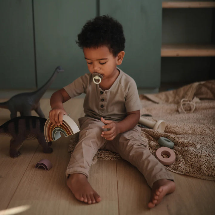 Mushie - Stacking Rainbow - Tropical - Mabel & Fox