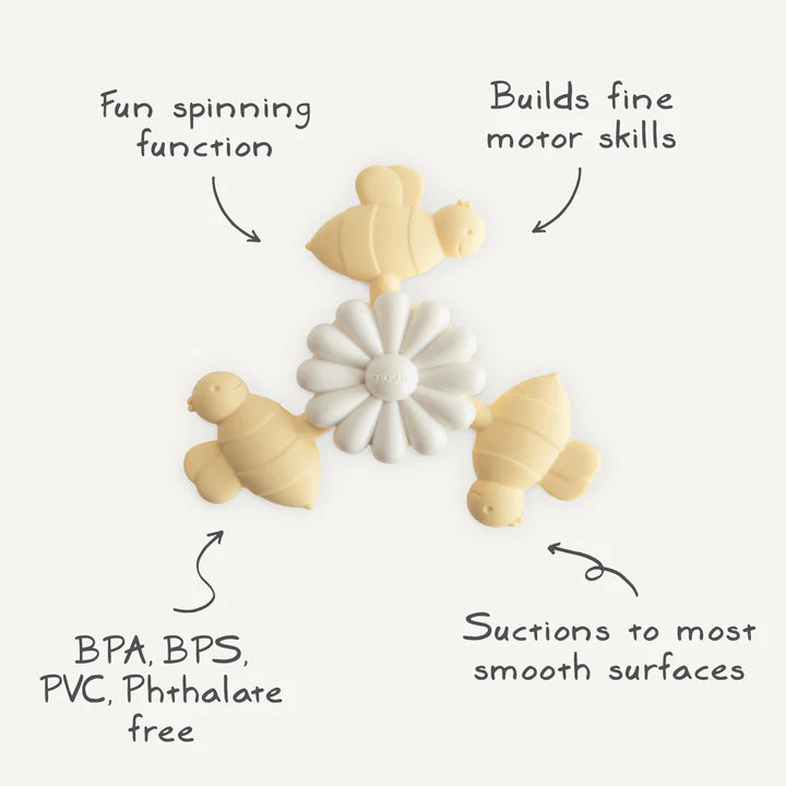 Mushie - Suction Spinner Toy - Bee - Mabel & Fox