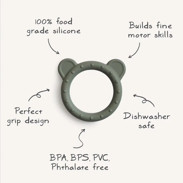 Mushie - Teether - Bear - Dried Thyme - Mabel & Fox