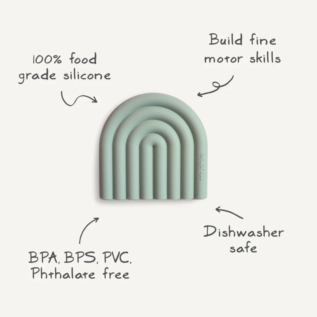 Mushie - Teether - Rainbow - Cambridge Blue - Mabel & Fox