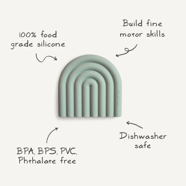 Mushie - Teether - Rainbow - Cambridge Blue - Mabel & Fox
