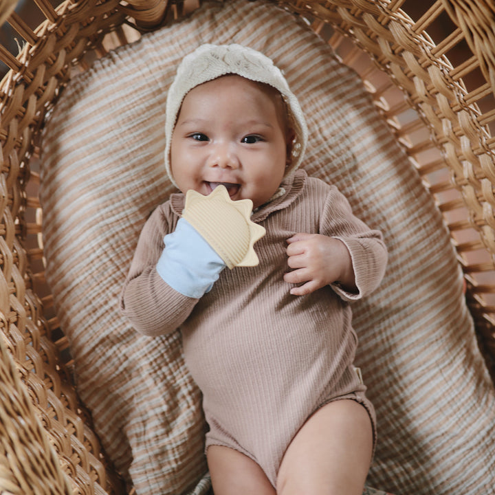 Mushie - Teething Mitten - Sun - Mabel & Fox
