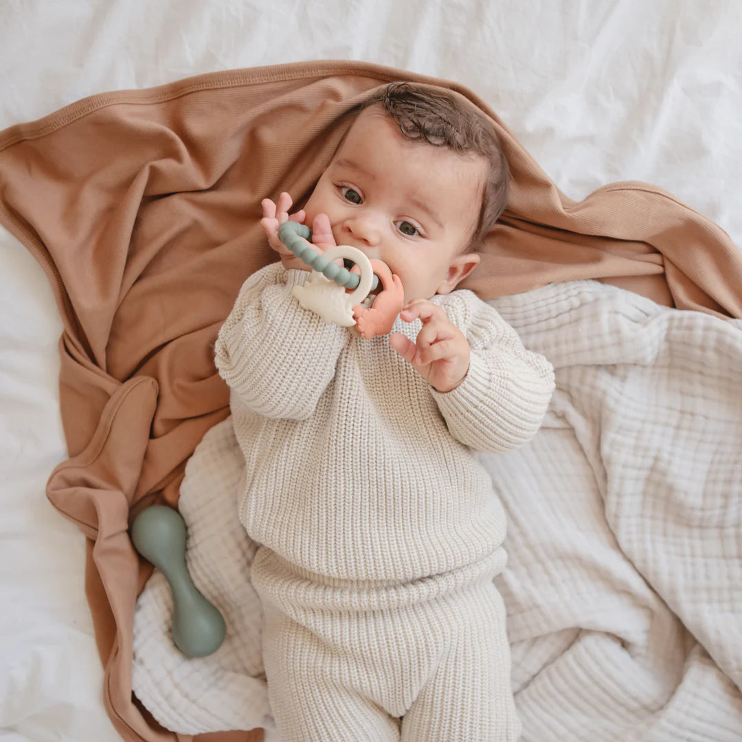 Mushie - Teething Ring - Dinosaur - Mabel & Fox
