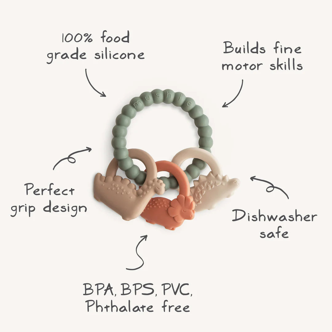 Mushie - Teething Ring - Dinosaur - Mabel & Fox