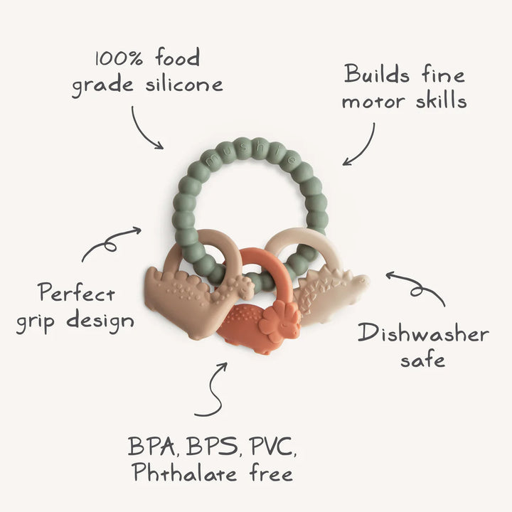 Mushie - Teething Ring - Dinosaur - Mabel & Fox