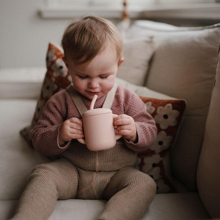 Mushie – Silicone Training Cup & Straw – Blush