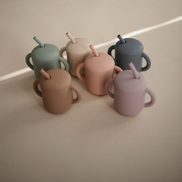 Mushie – Silicone Training Cup & Straw – Blush