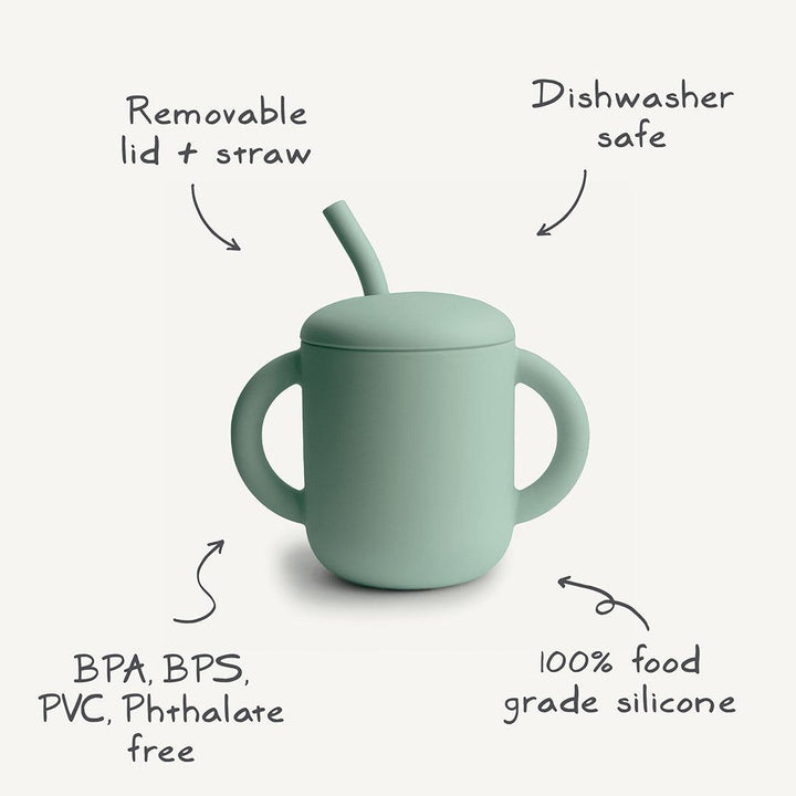 Mushie – Silicone Training Cup & Straw – Blush