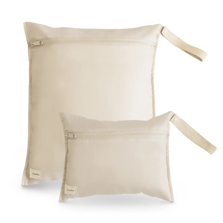 Mushie- Water Resistant Wet Bag - Fog ( 2 Pack ) - Mabel & Fox