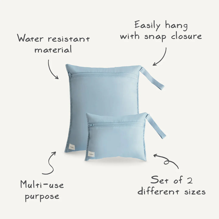 Mushie- Water Resistant Wet Bag - Fog ( 2 Pack ) - Mabel & Fox