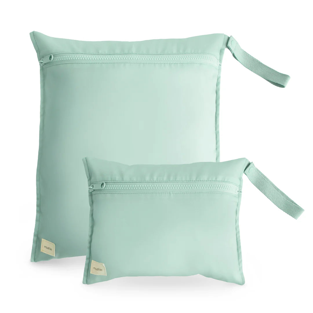 Mushie- Water Resistant Wet Bag - Roman Green ( 2 Pack ) - Mabel & Fox