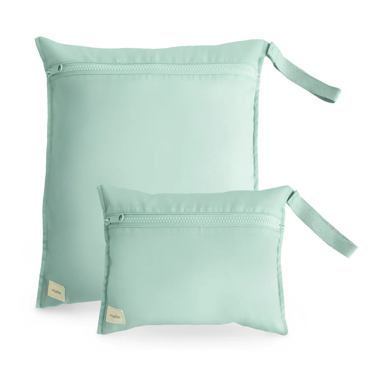 Mushie- Water Resistant Wet Bag - Roman Green ( 2 Pack ) - Mabel & Fox