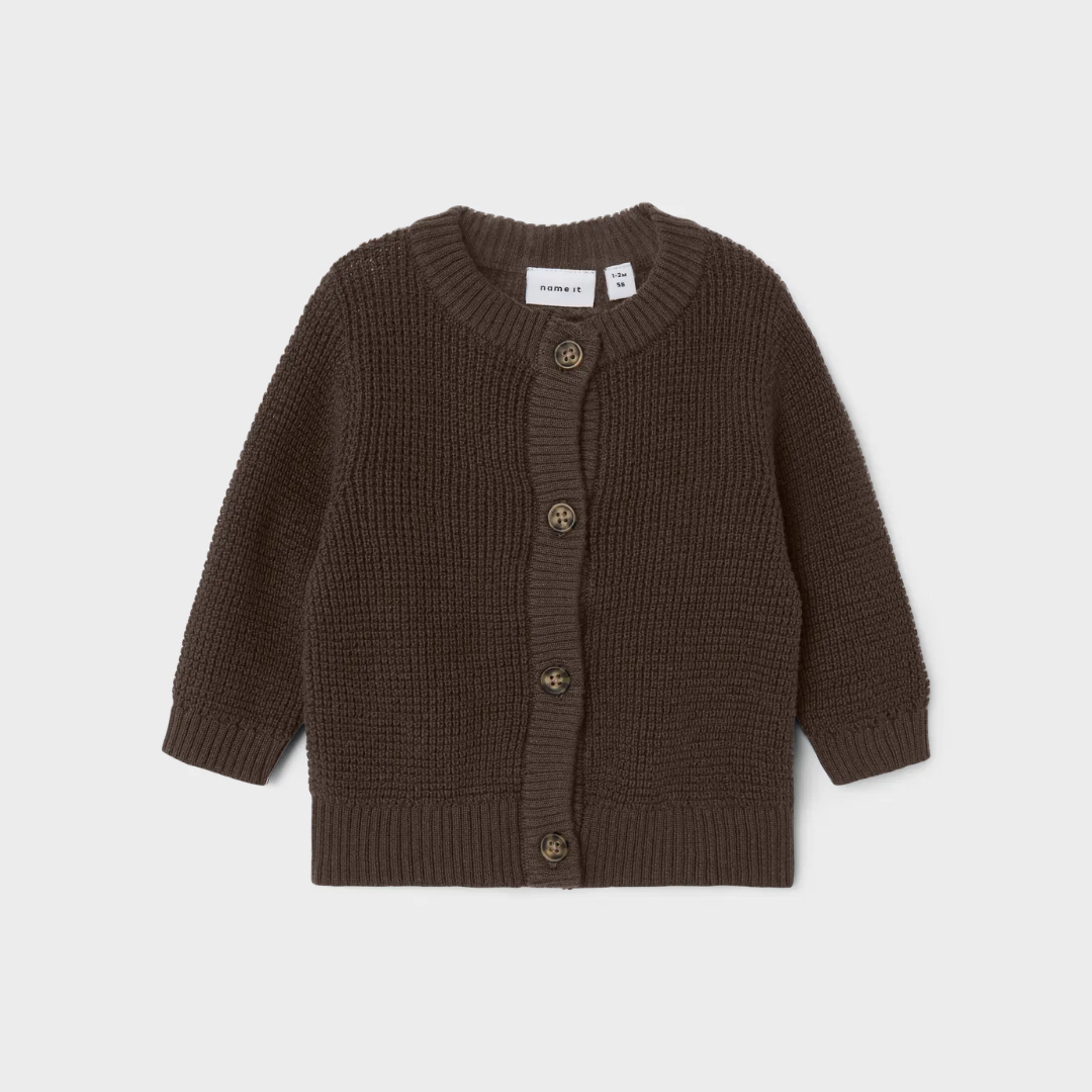 Name It - Knit Cardigan - Dark Brown - Mabel & Fox