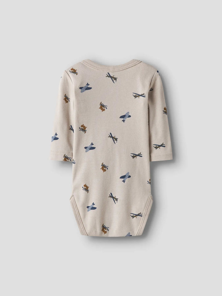 Name It - Long Sleeve Bodysuit Set - Airplanes (3 Pcs) - Mabel & Fox