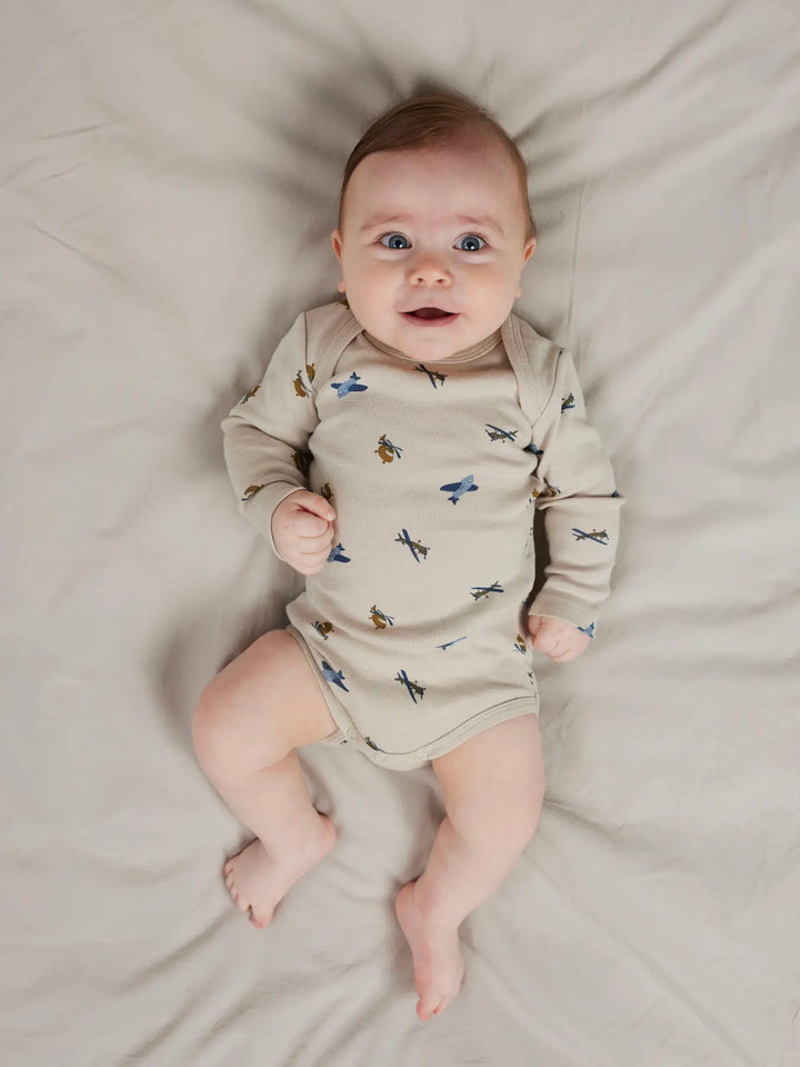 Name It - Long Sleeve Bodysuit Set - Airplanes (3 Pcs) - Mabel & Fox