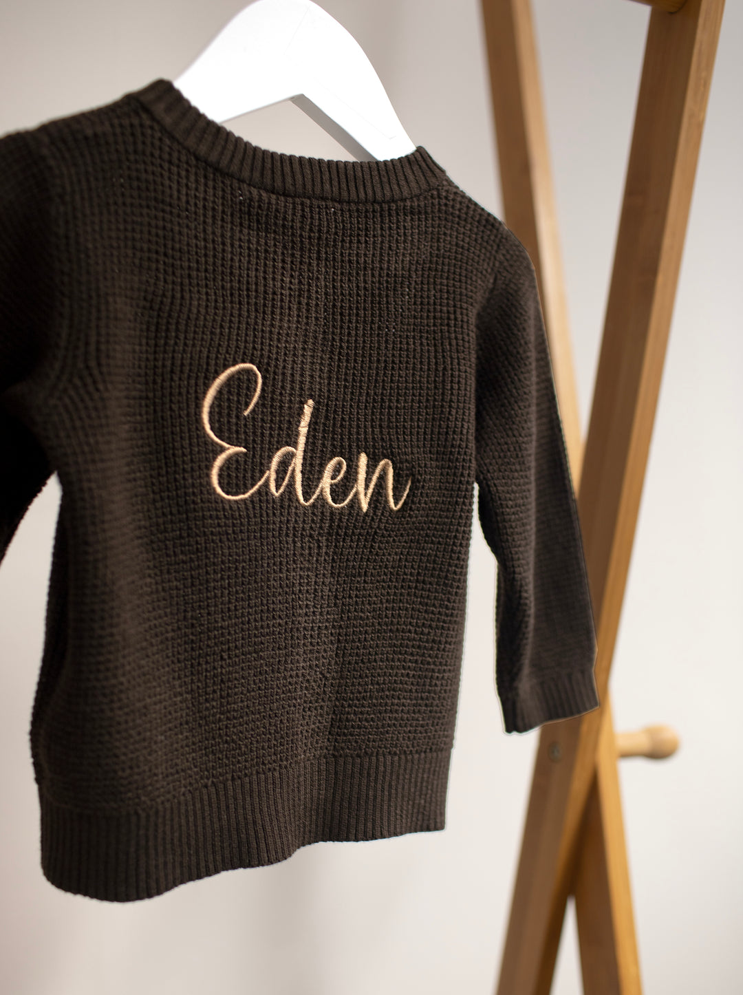 Name It - Personalised Knit Cardigan - Dark Brown - Mabel & Fox