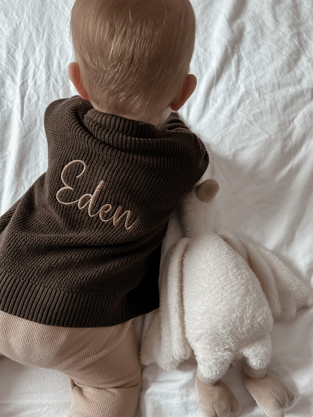 Name It - Personalised Knit Cardigan - Dark Brown - Mabel & Fox