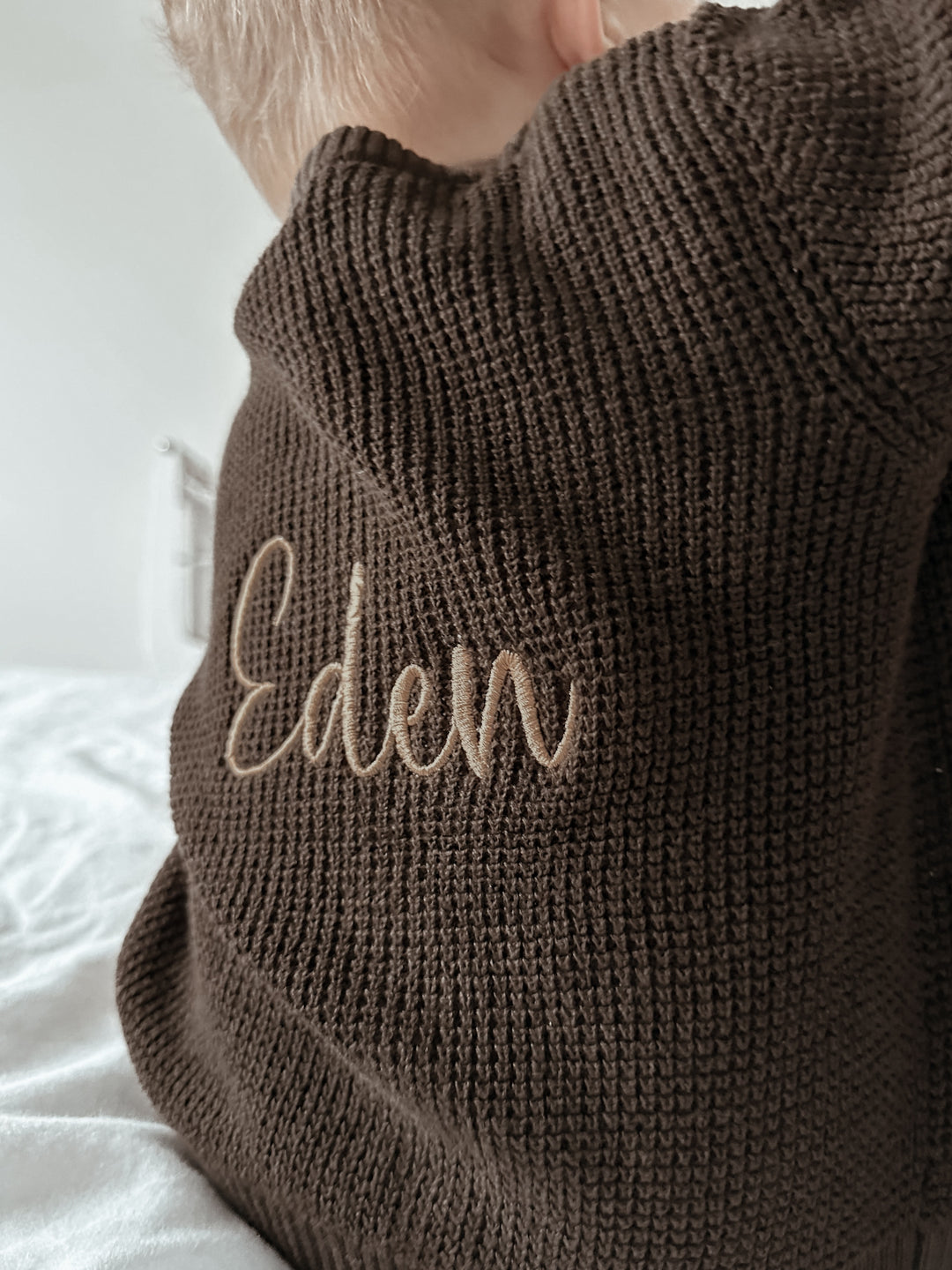 Name It - Personalised Knit Cardigan - Dark Brown - Mabel & Fox