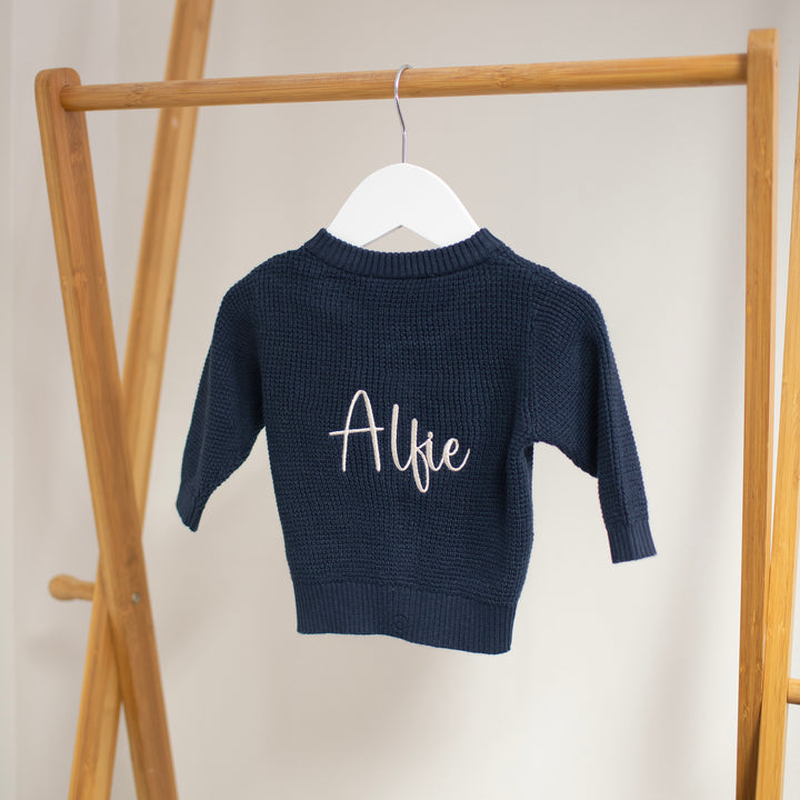 Name It - Personalised Knit Cardigan - Navy - Mabel & Fox