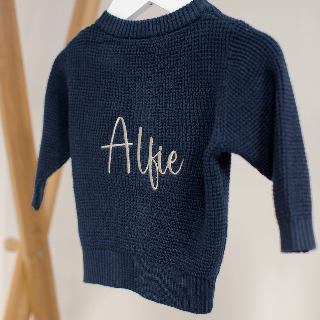 Name It - Personalised Knit Cardigan - Navy - Mabel & Fox
