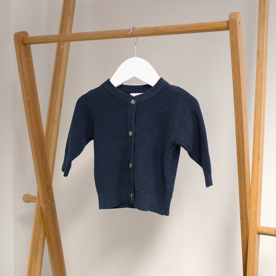 Name It - Personalised Knit Cardigan - Navy - Mabel & Fox