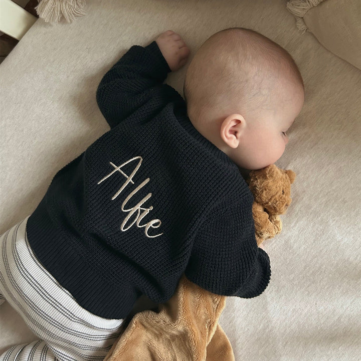 Name It - Personalised Knit Cardigan - Navy - Mabel & Fox