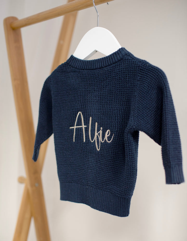 Name It - Personalised Knit Cardigan - Navy - Mabel & Fox