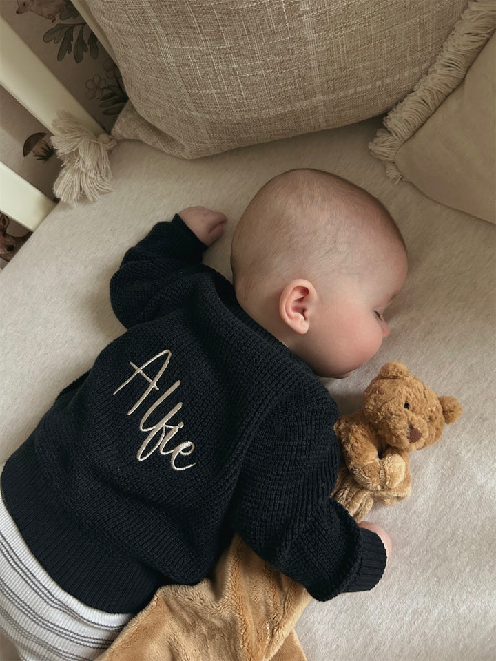 Name It - Personalised Knit Cardigan - Navy - Mabel & Fox