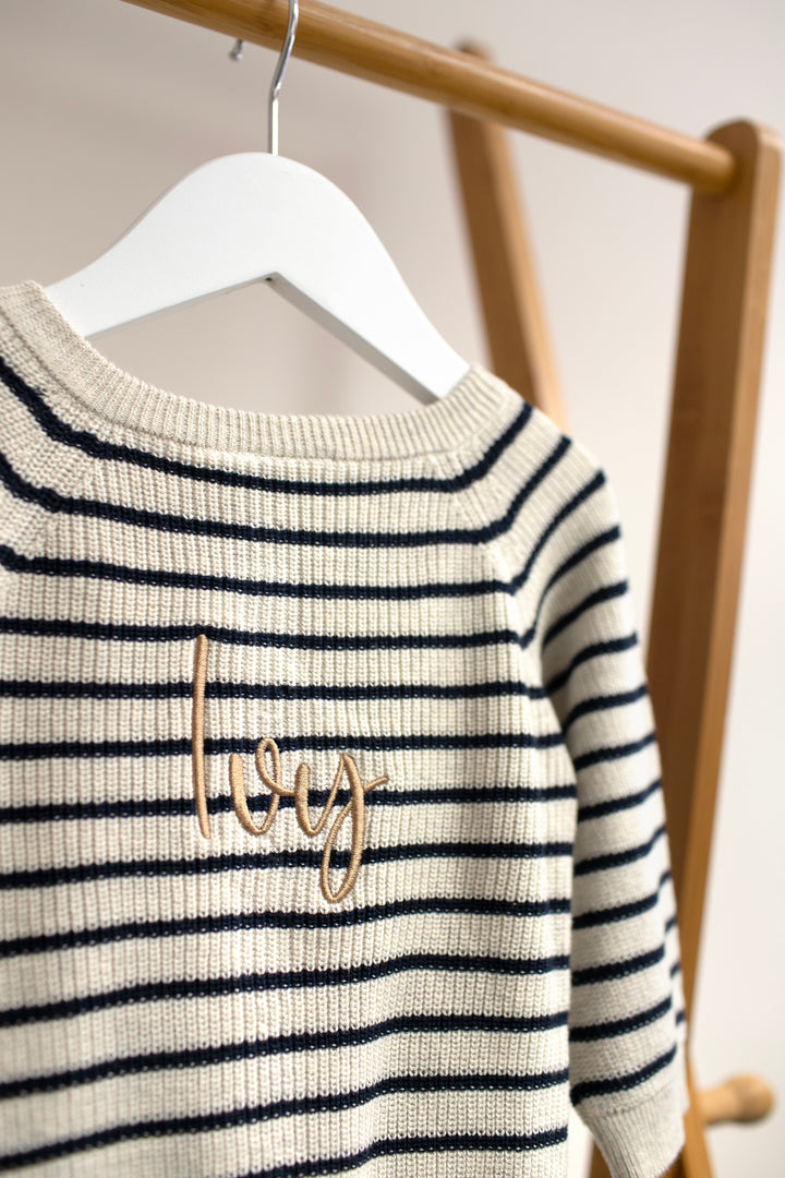 Name It - Personalised Knit Cardigan - Stripe - Mabel & Fox