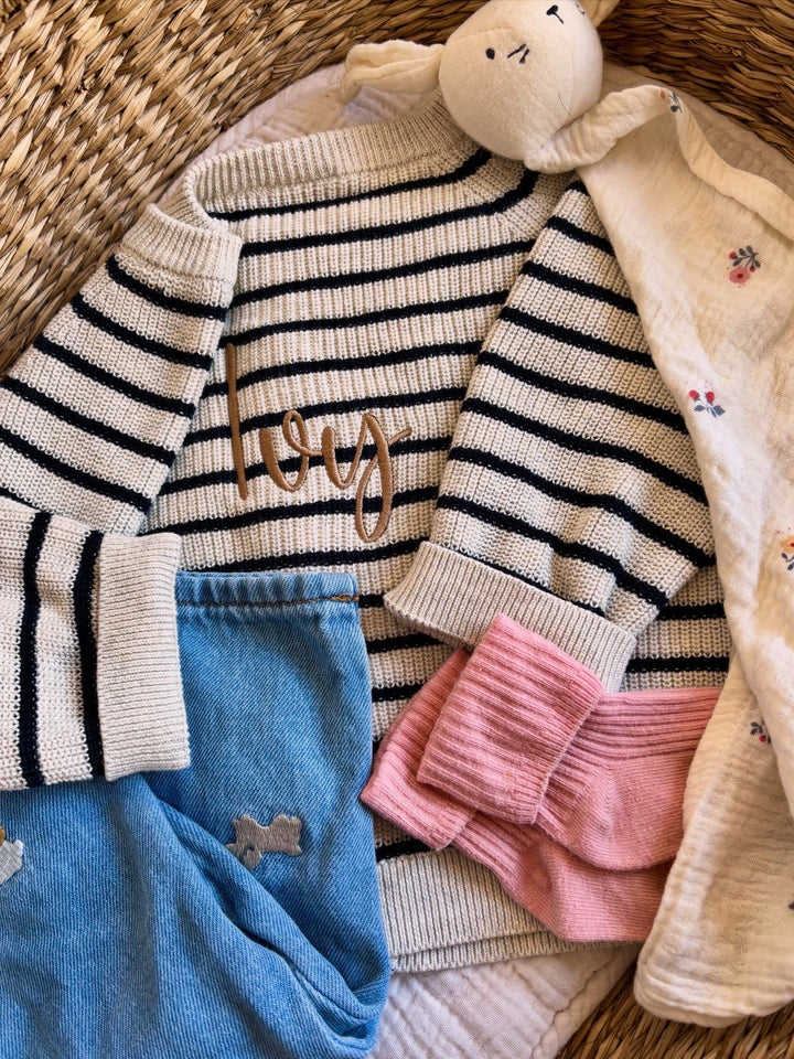 Name It - Personalised Knit Cardigan - Stripe - Mabel & Fox
