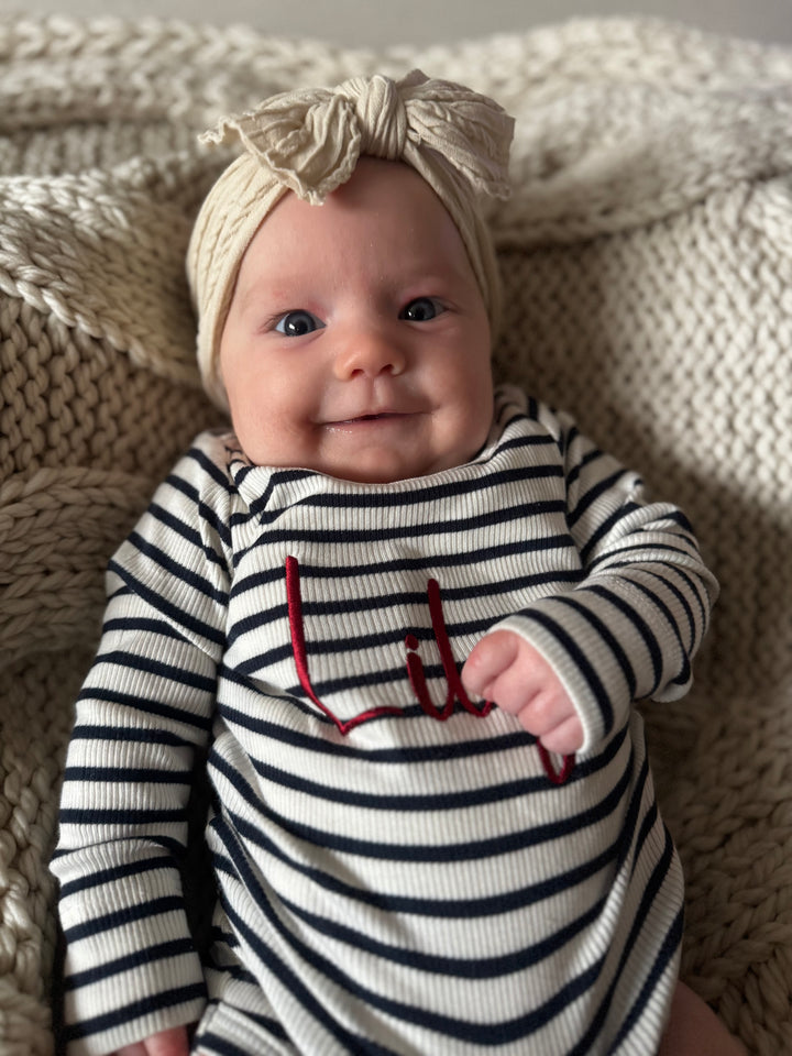 Name It - Personalised Striped Bodysuit - Dark Sapphire - Mabel & Fox