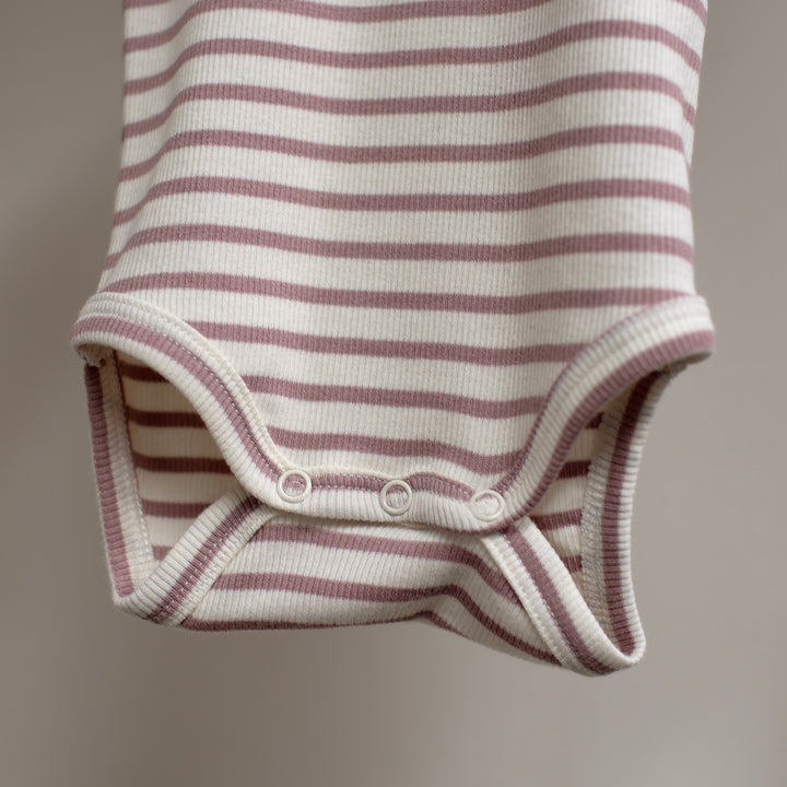 Name It - Personalised Striped Bodysuit - Deauville Mauve - Mabel & Fox