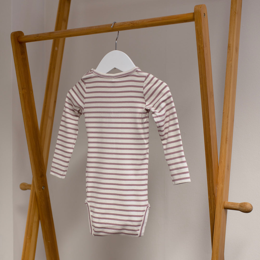 Name It - Personalised Striped Bodysuit - Deauville Mauve - Mabel & Fox