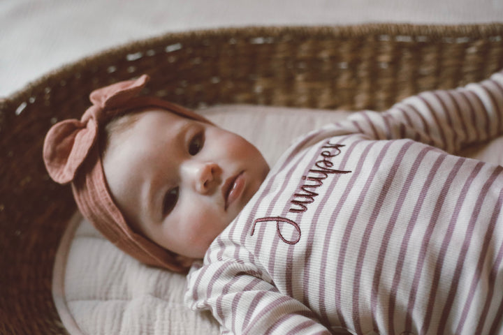 Name It - Personalised Striped Bodysuit - Deauville Mauve - Mabel & Fox