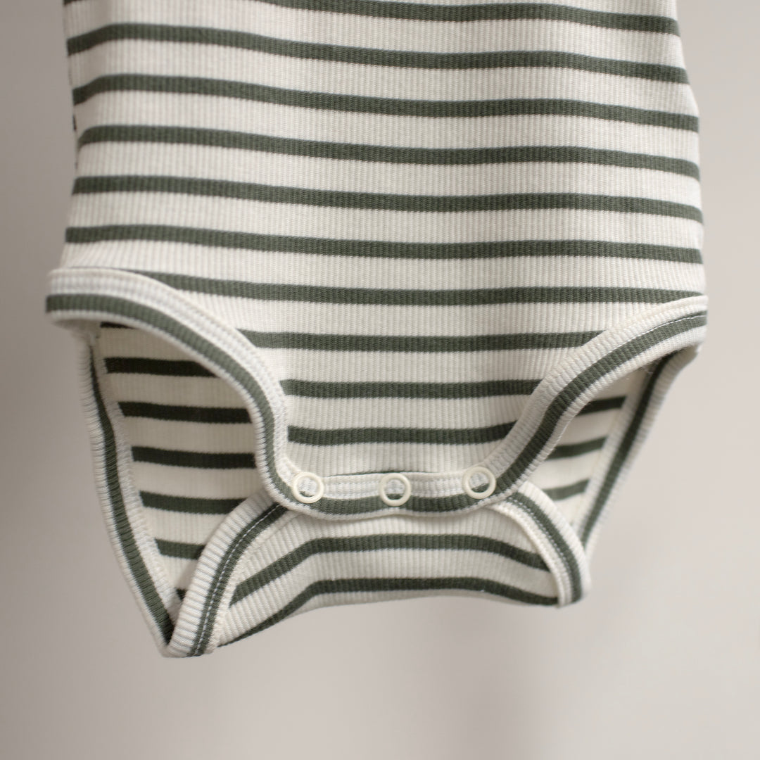Name It - Personalised Striped Bodysuit - Dusty Olive - Mabel & Fox