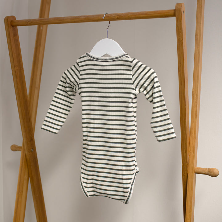 Name It - Personalised Striped Bodysuit - Dusty Olive - Mabel & Fox