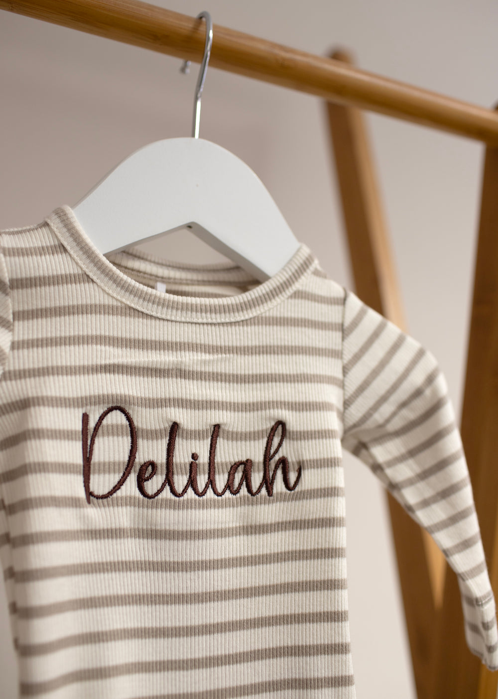 Name It - Personalised Striped Bodysuit - Pure Cashmere - Mabel & Fox
