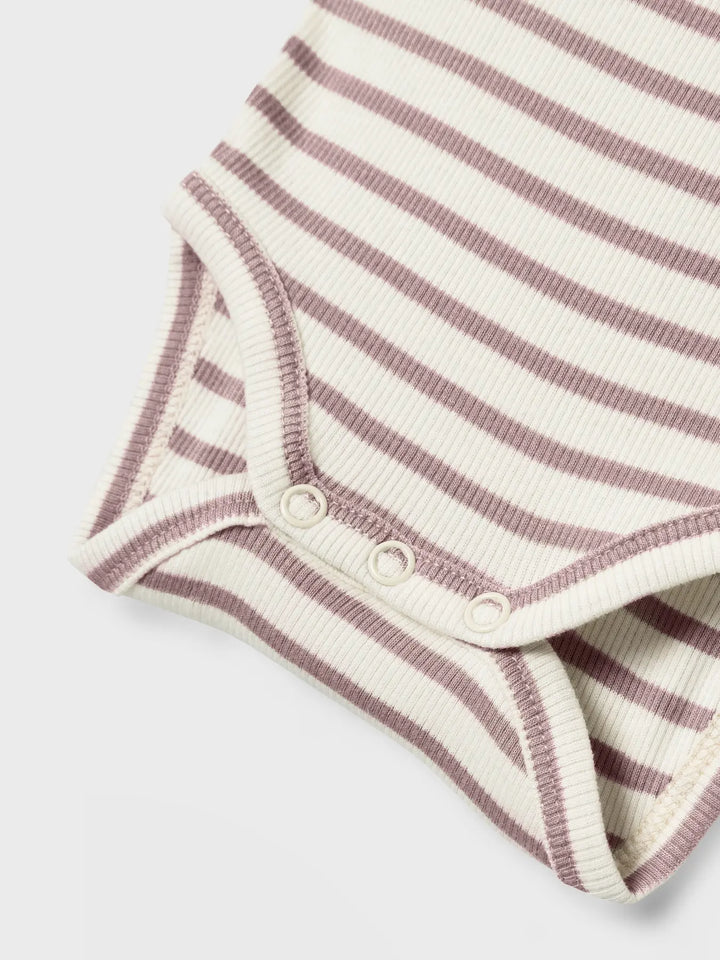 Name It - Striped Bodysuit - Deauville Mauve - Mabel & Fox