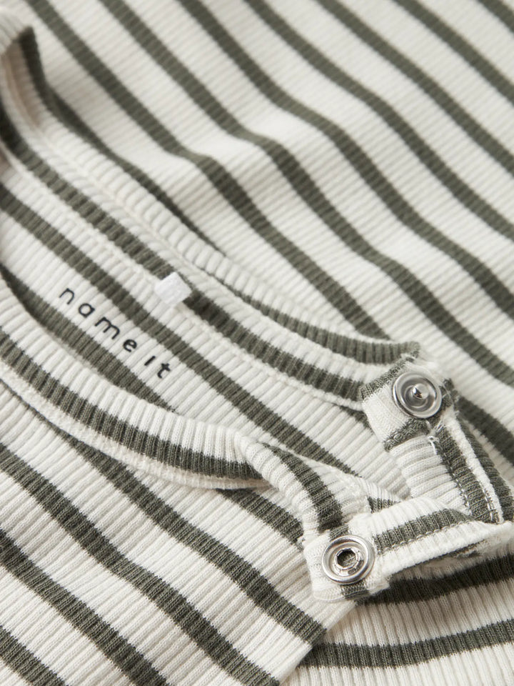 Name It - Striped Bodysuit - Dusty Olive - Mabel & Fox