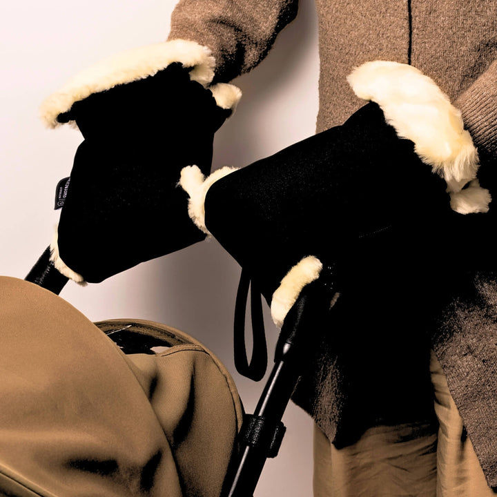 Naturally Sheepskins - Deluxe Stroller Mittens - Black - Mabel & Fox