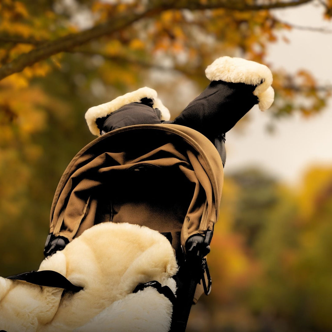 Naturally Sheepskins - Deluxe Stroller Mittens - Black - Mabel & Fox