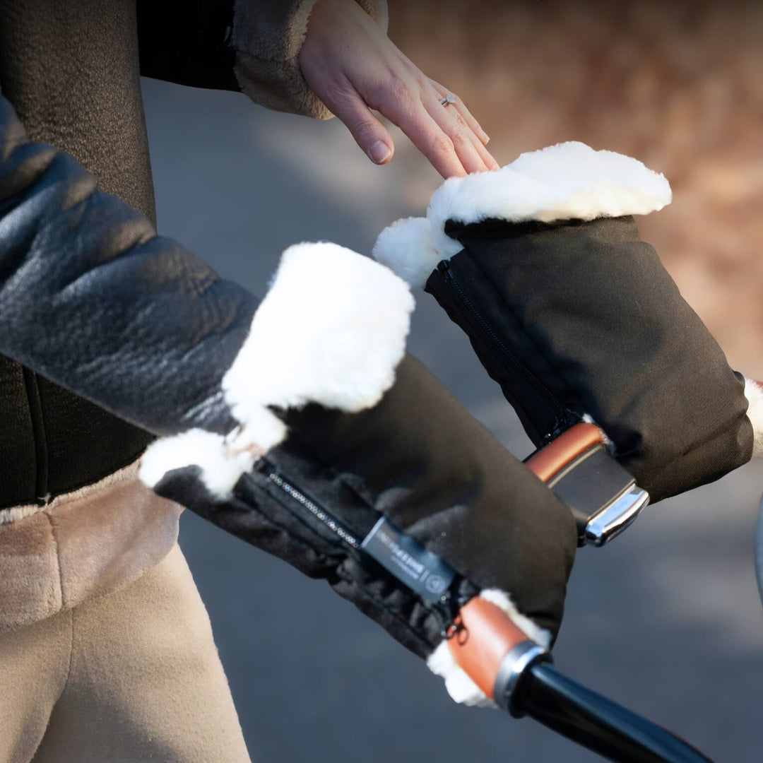 Naturally Sheepskins - Deluxe Stroller Mittens - Black - Mabel & Fox