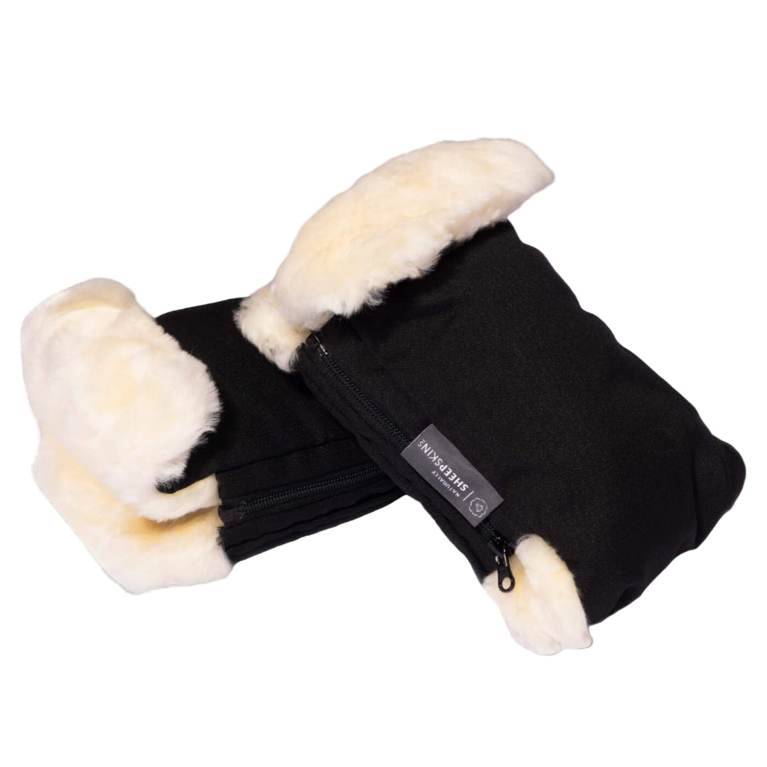 Naturally Sheepskins - Deluxe Stroller Mittens - Black - Mabel & Fox